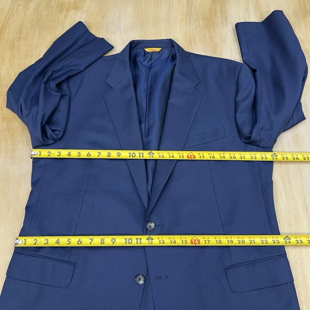 Hickey Freeman Custom Suit Mens 48L Tailored Fit Cuffed Pleated Pants 37x33 Navy
